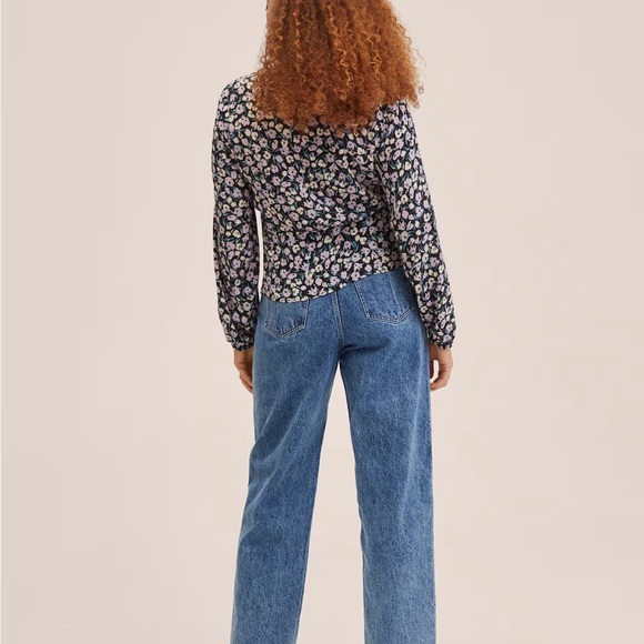 MANGO floral button up v-neck blouse size L - Picture 3 of 15